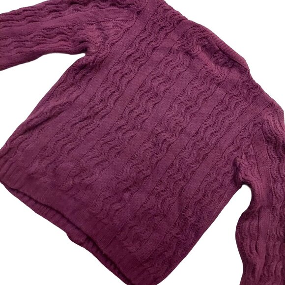 Vintage 1940s-1950s Deep Purple Cable Knit Cardigan Sweater - Picture 8 of 9